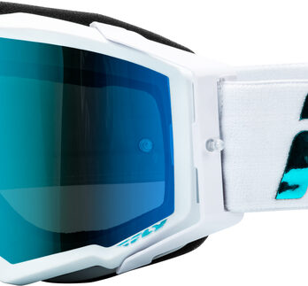 Masque FLY RACING Zone Elite blanc/teal – écran teal/bleu ciel