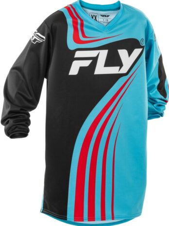 Maillot enfant FLY RACING F-16 – cyan/noir/rouge